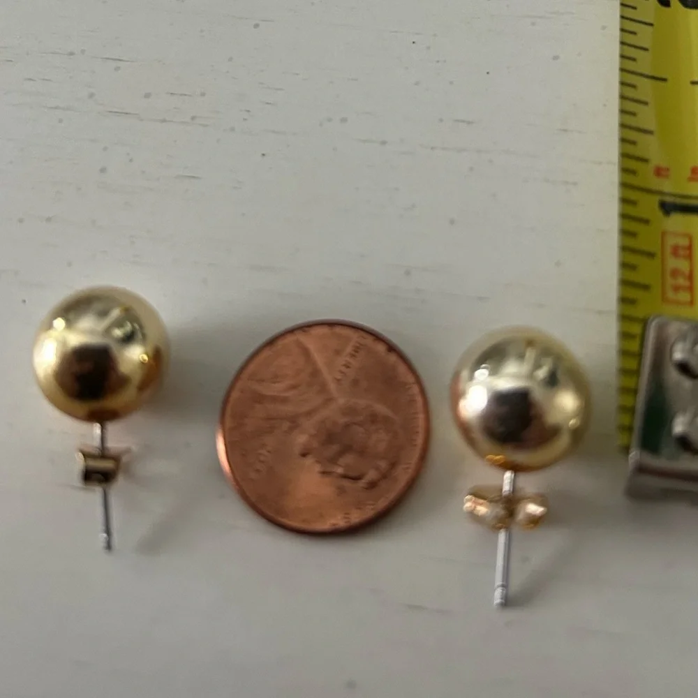 Bead Ball Stud Gold Tone Earrings